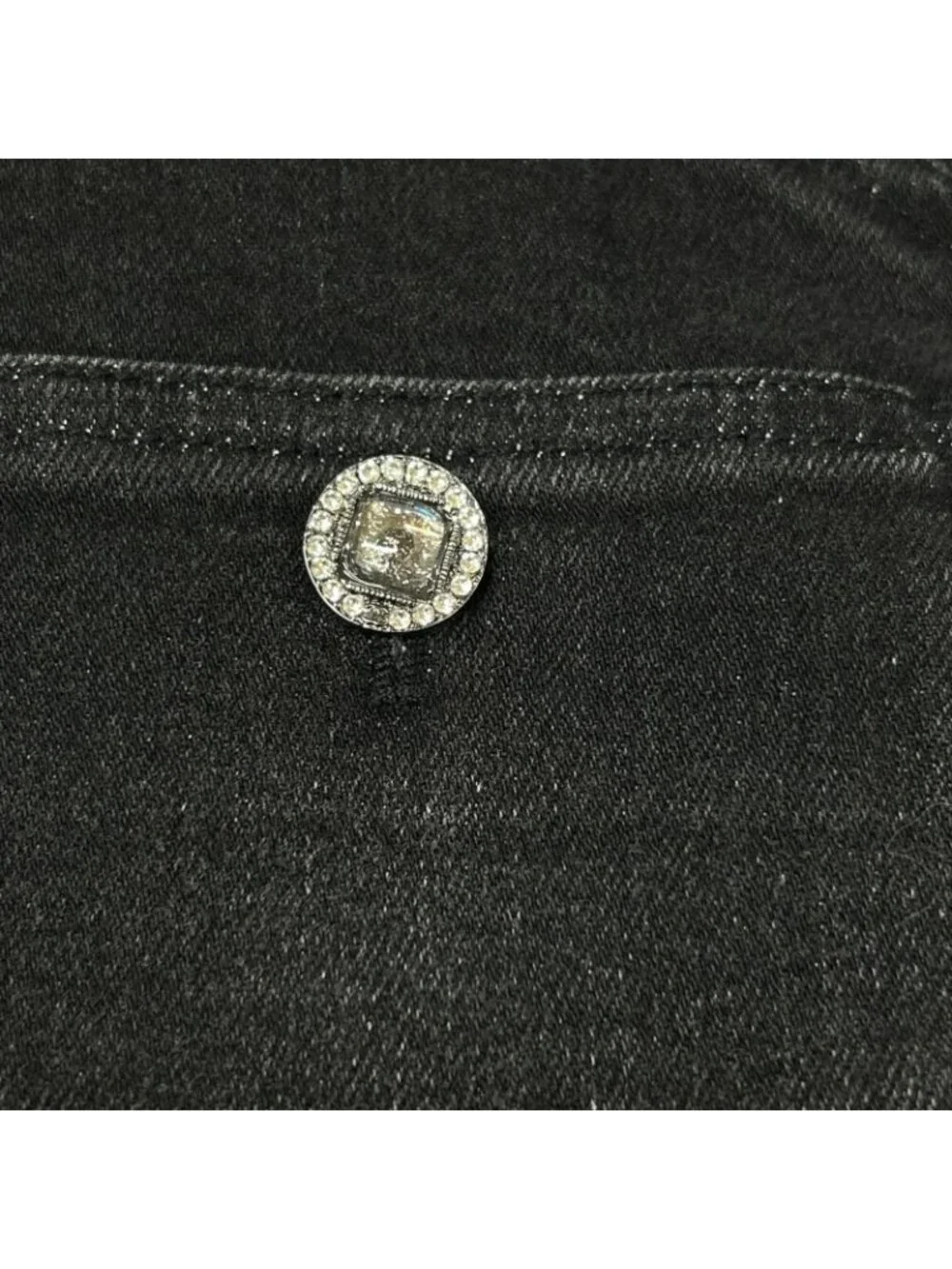 Chanel Black Rhinestone Denim 34 Jeans